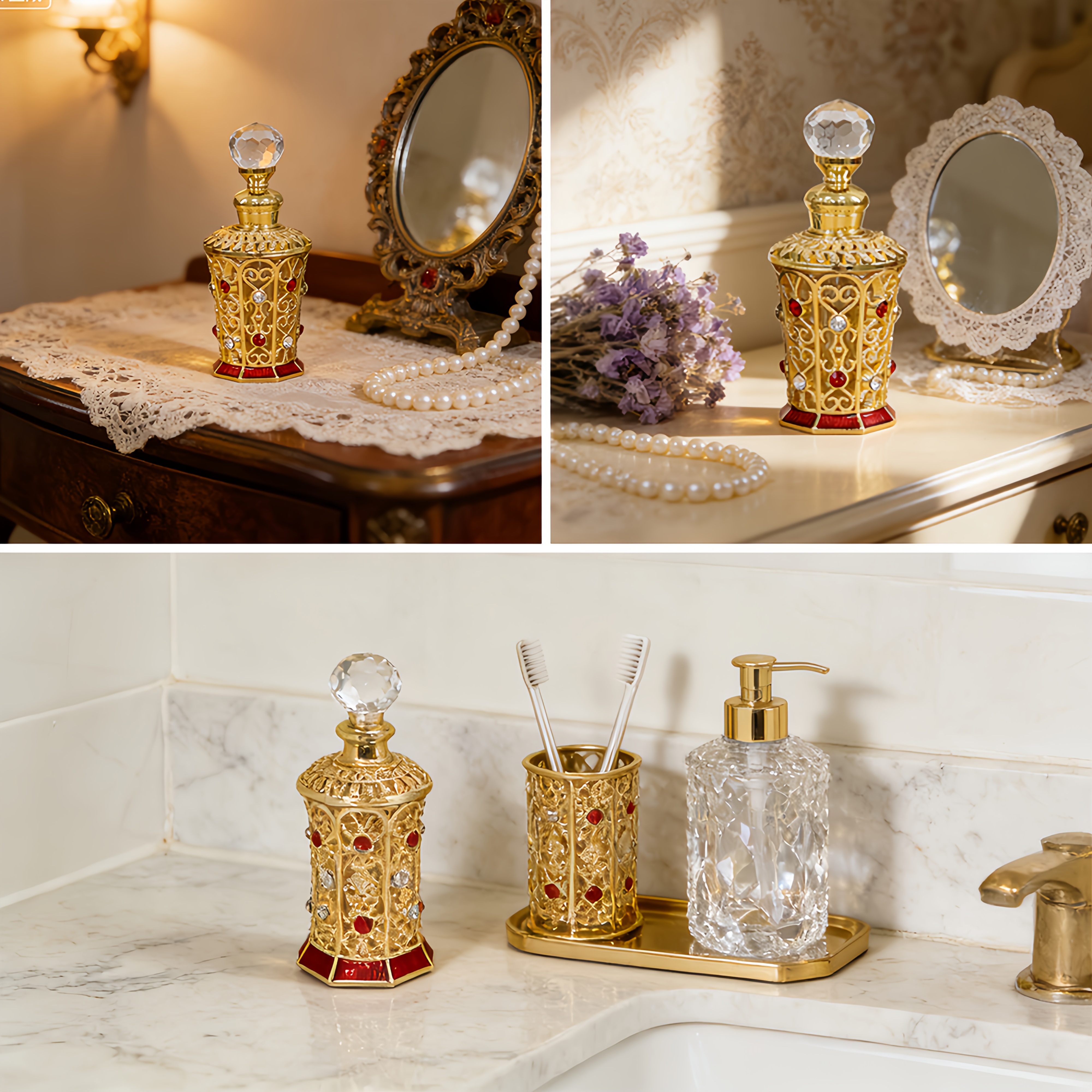 A Set of Vintage-Style Dispens - đánh giá và giá Luxury Skincare Bottles